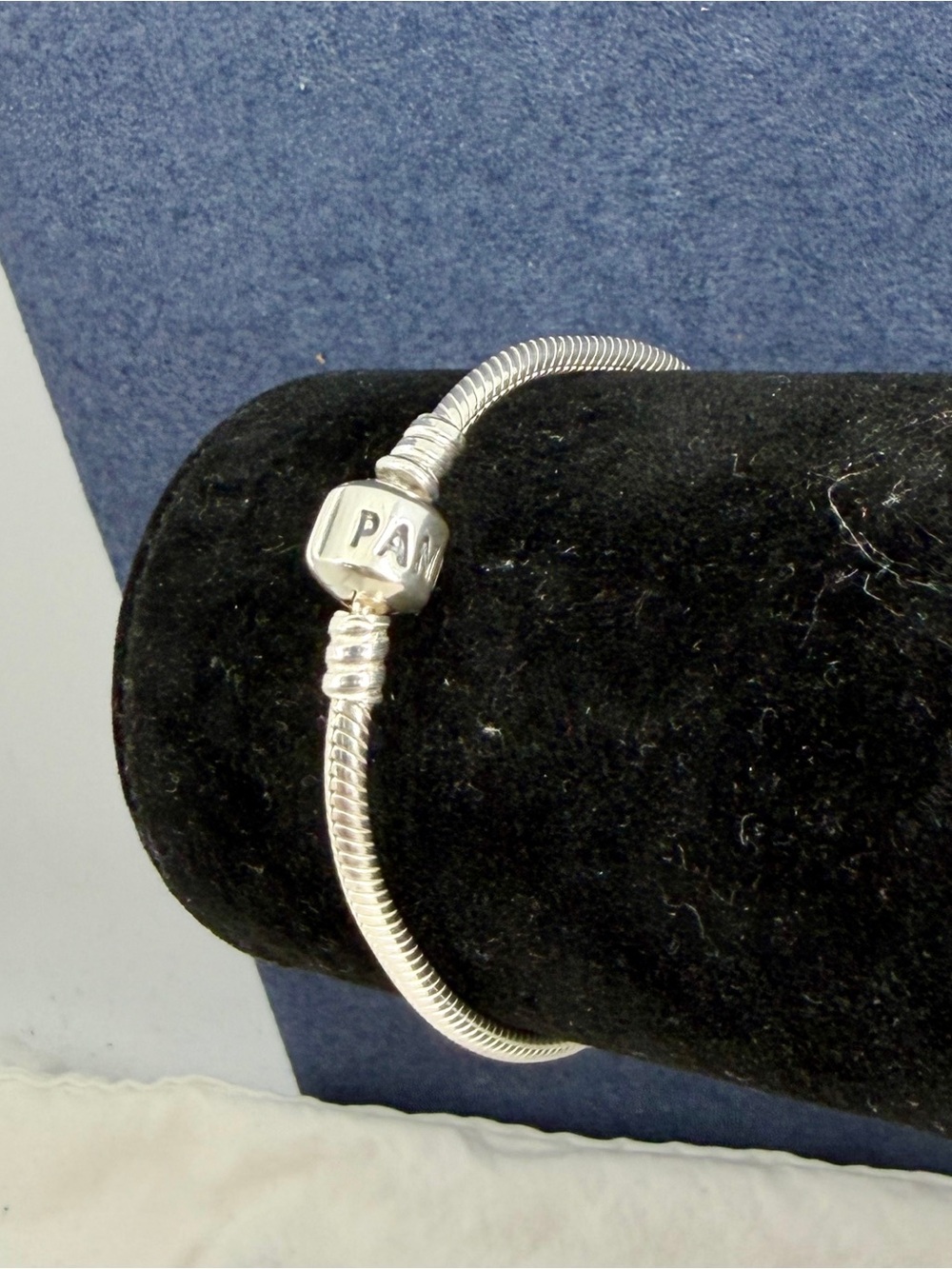PANDORA Moments Sterling Silver Barrel Clasp Snake Chain Charm Bracelet; 7”
